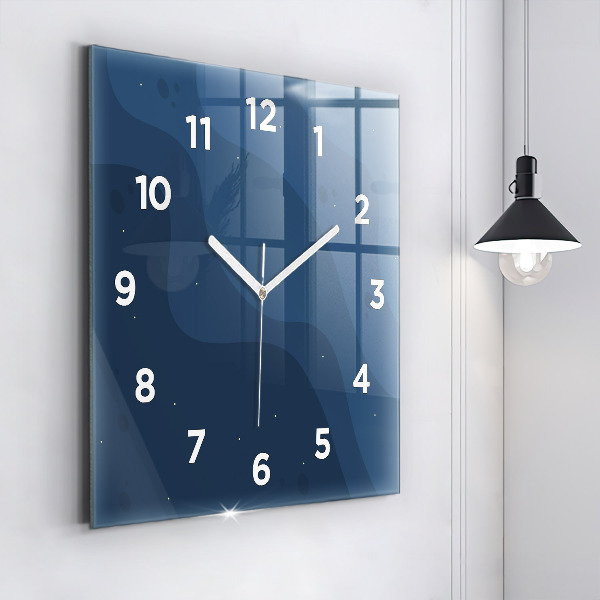 Square wall clock Blue waves