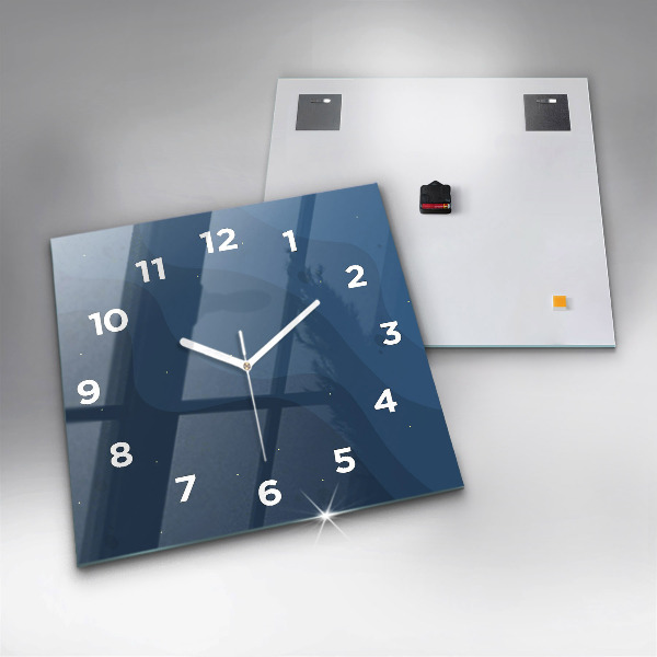 Square wall clock Blue waves