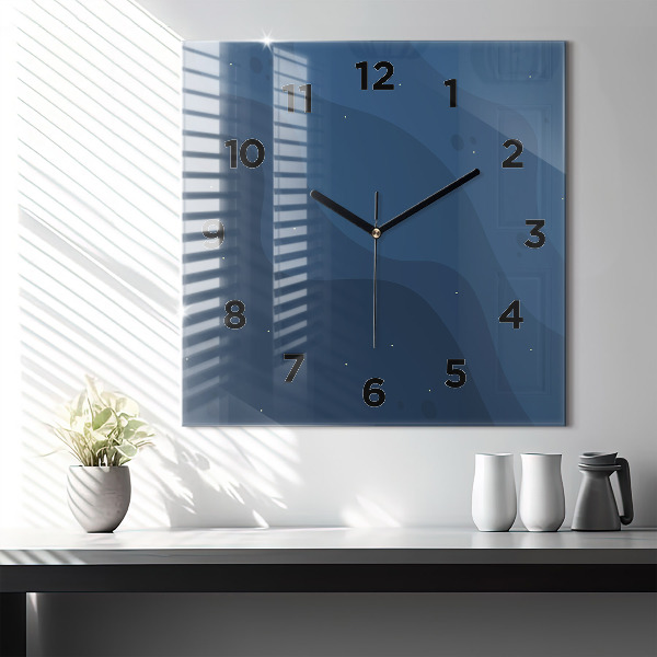 Square wall clock Blue waves