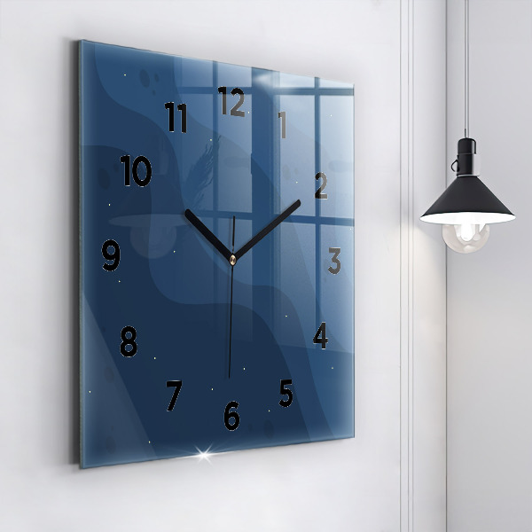 Square wall clock Blue waves