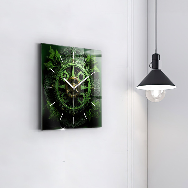 Square wall clock Green mechanism