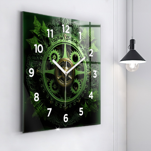Square wall clock Green mechanism