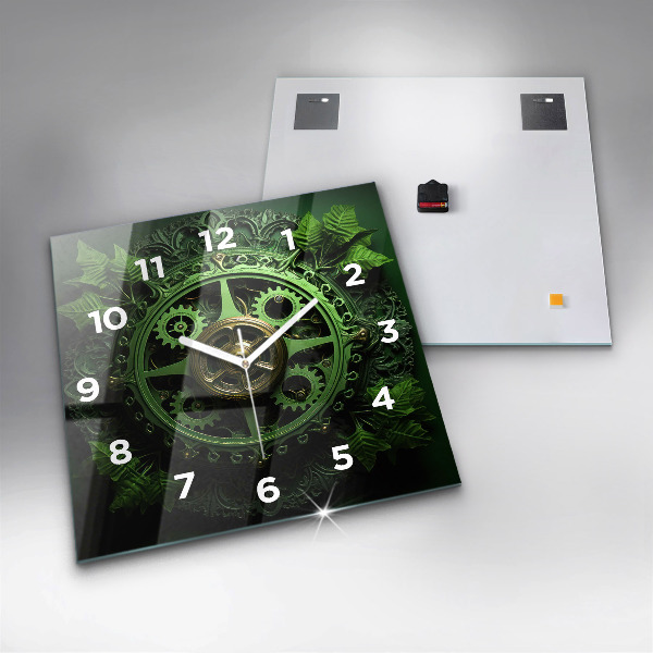 Square wall clock Green mechanism