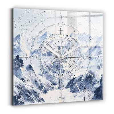 Square wall clock Blue drawings
