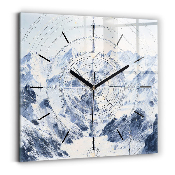 Square wall clock Blue drawings