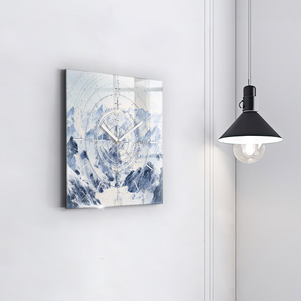 Square wall clock Blue drawings