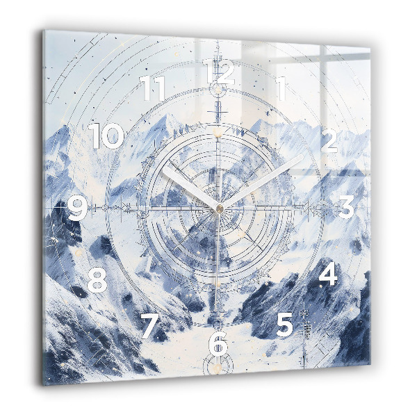 Square wall clock Blue drawings