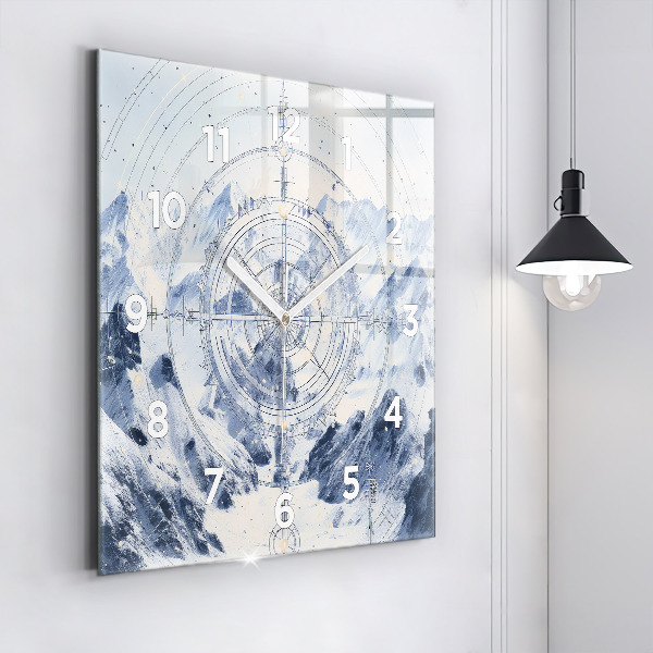 Square wall clock Blue drawings