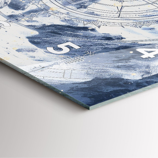 Square wall clock Blue drawings