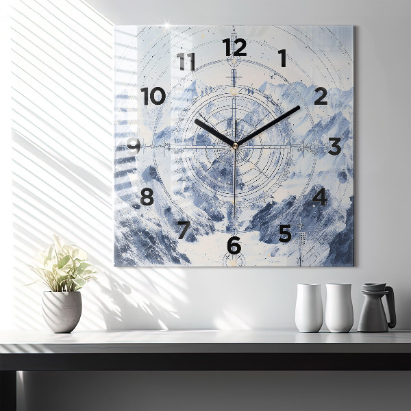 Square wall clock Blue drawings