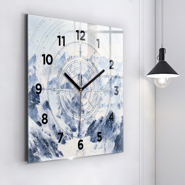 Square wall clock Blue drawings