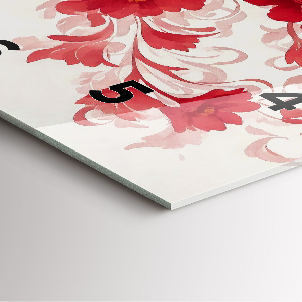Square wall clock Red flowers