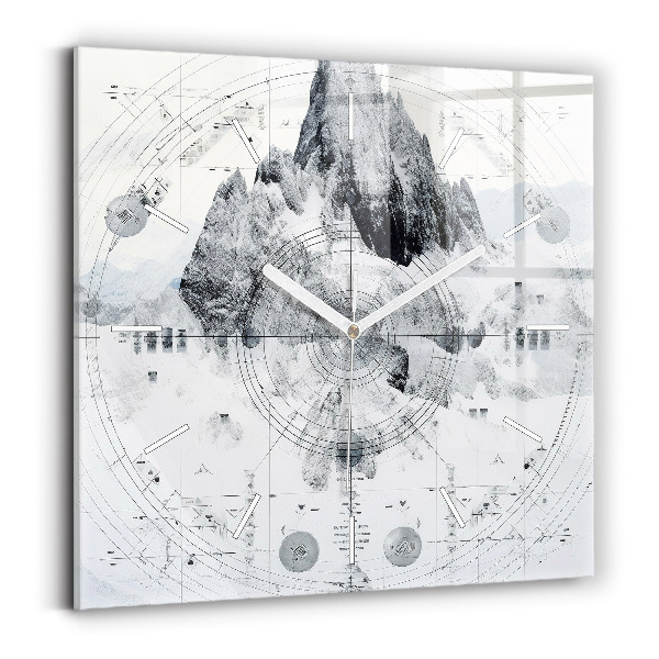Square wall clock Cartoon mountains