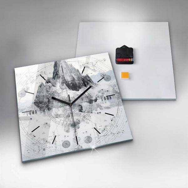 Square wall clock Cartoon mountains