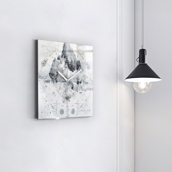 Square wall clock Cartoon mountains