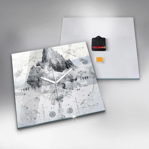 Square wall clock Cartoon mountains