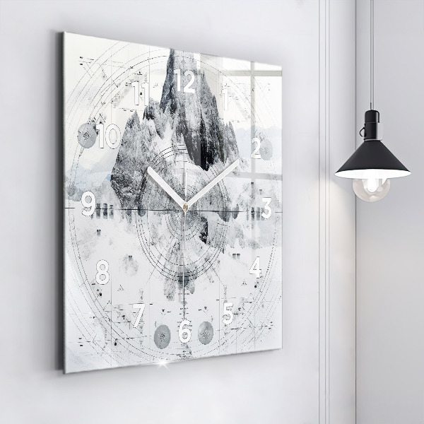 Square wall clock Cartoon mountains