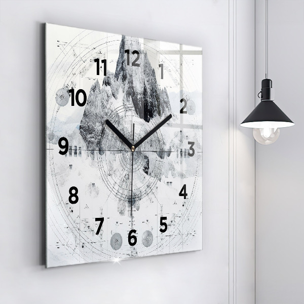Square wall clock Cartoon mountains