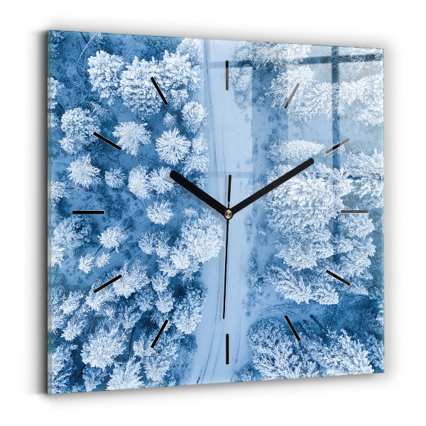 Square wall clock Forest from a drone