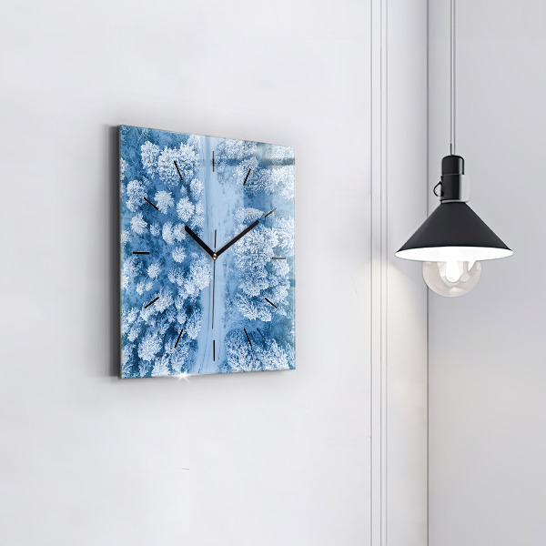 Square wall clock Forest from a drone