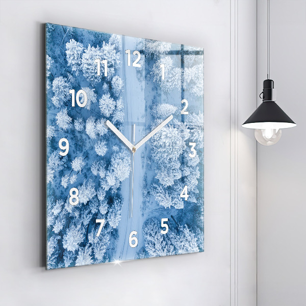 Square wall clock Forest from a drone