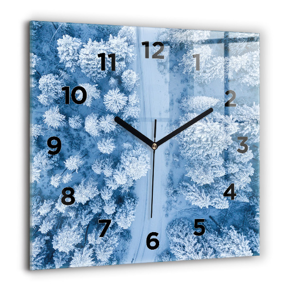 Square wall clock Forest from a drone