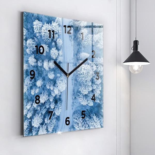 Square wall clock Forest from a drone