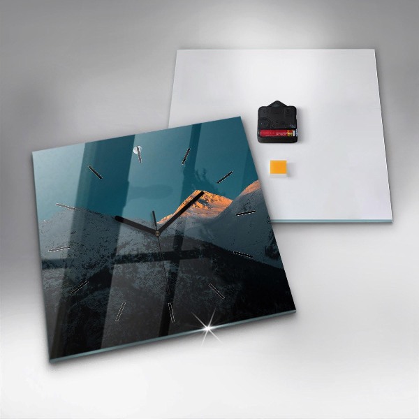 Square wall clock Sunset in the mountains
