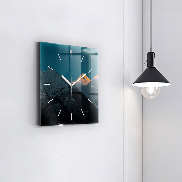 Square wall clock Sunset in the mountains