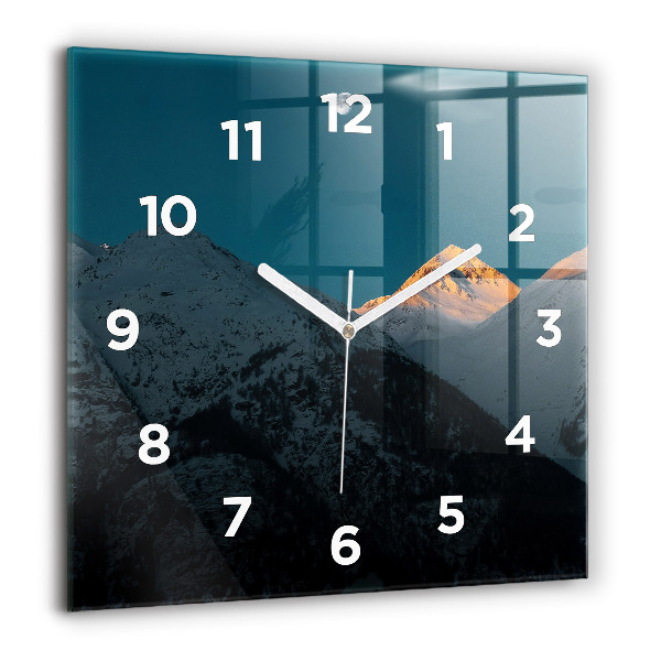 Square wall clock Sunset in the mountains