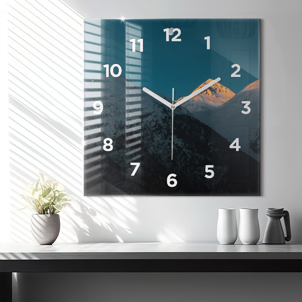 Square wall clock Sunset in the mountains