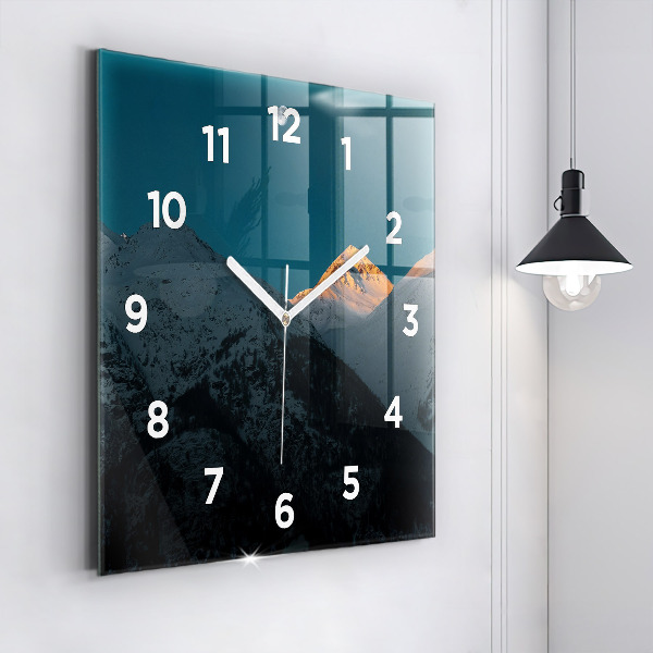 Square wall clock Sunset in the mountains