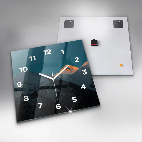Square wall clock Sunset in the mountains