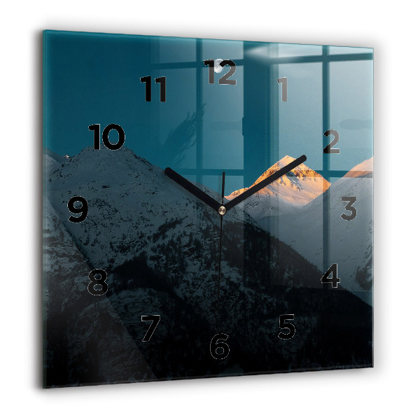 Square wall clock Sunset in the mountains