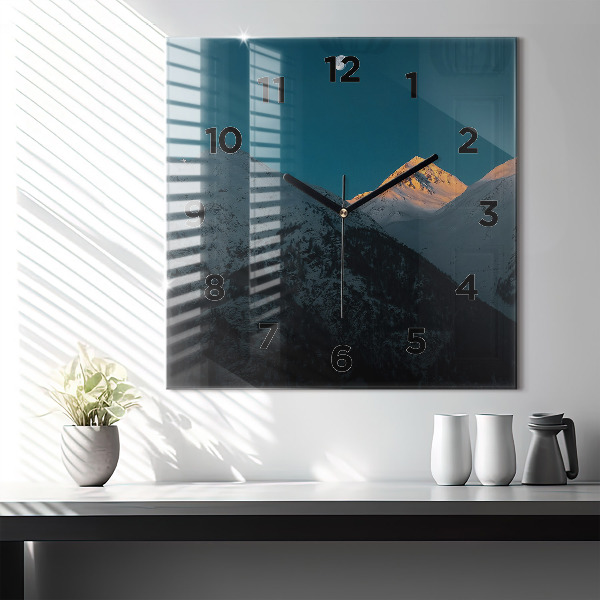 Square wall clock Sunset in the mountains