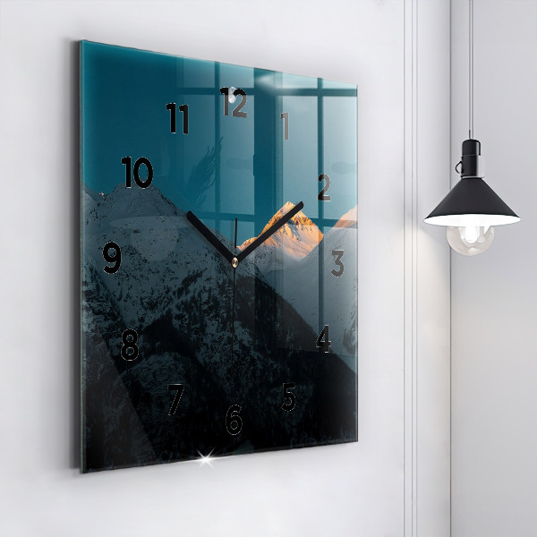 Square wall clock Sunset in the mountains