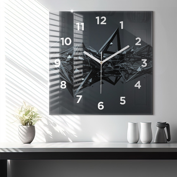 Square wall clock Black abstraction