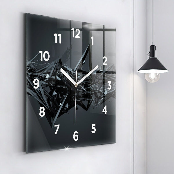 Square wall clock Black abstraction