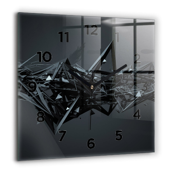 Square wall clock Black abstraction
