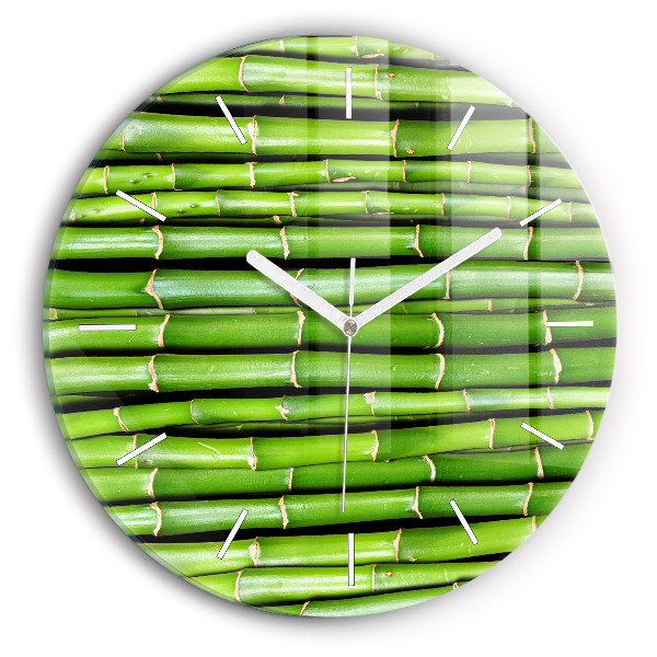 Round glass wall clock Asian Bamboo