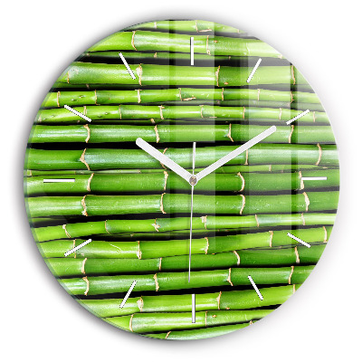 Round glass wall clock Asian Bamboo