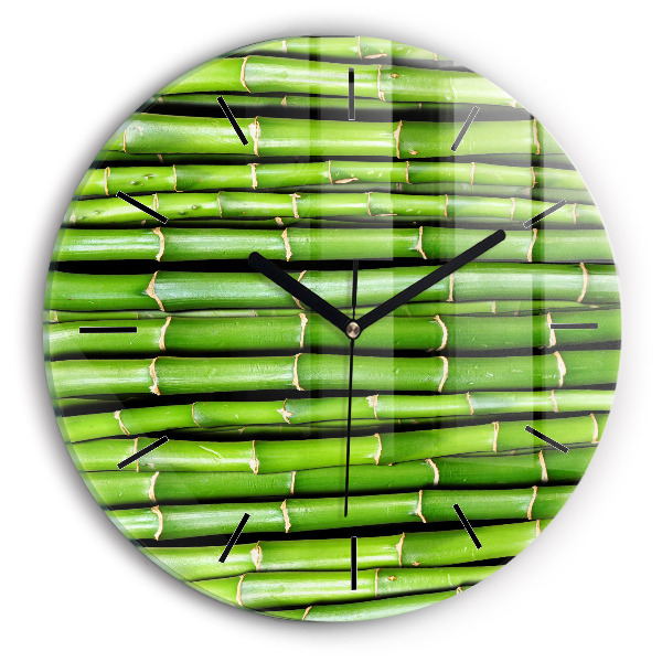 Round glass wall clock Asian Bamboo