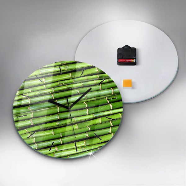Round glass wall clock Asian Bamboo