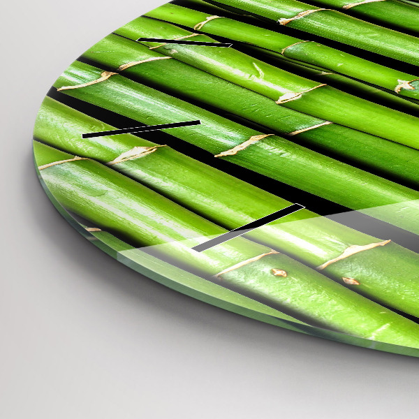 Round glass wall clock Asian Bamboo