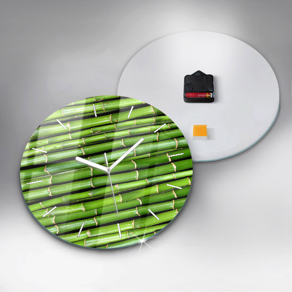 Round glass wall clock Asian Bamboo