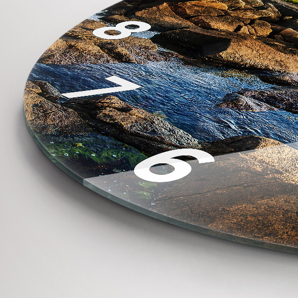 Round glass wall clock Annisquam Lighthouse