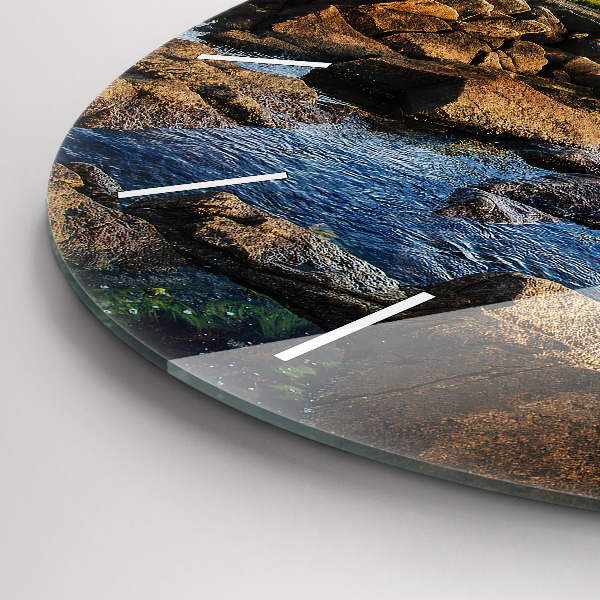 Round glass wall clock Annisquam Lighthouse