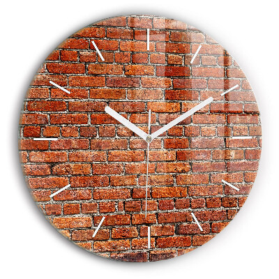 Round glass wall clock Old brick wall