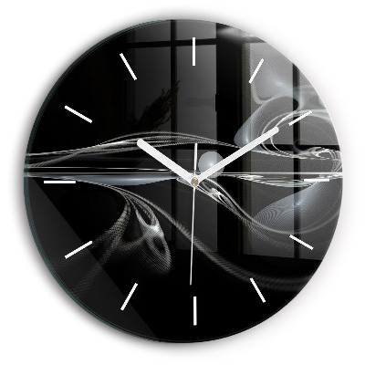 Round glass wall clock Abstract smoke