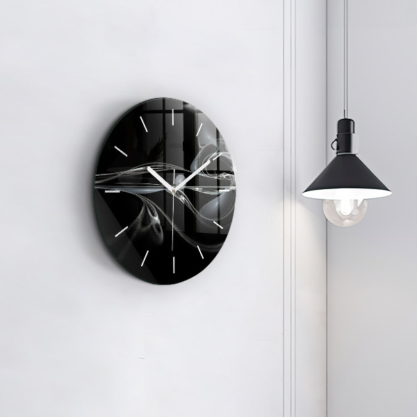 Round glass wall clock Abstract smoke